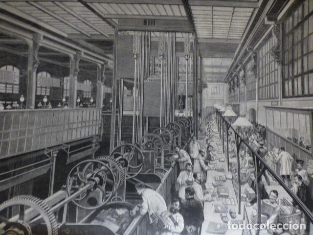 Arte: PARIS NUEVO HOTEL DES POSTES DEPARTAMENTO RECEPCION ANTIGUA XILOGRAF&Iacute;A 1888