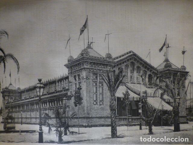 Arte: BARCELONA EXPOSICION UNIVERSAL PABELLON MARITIMO ANTIGUA XILOGRAFIA 1888