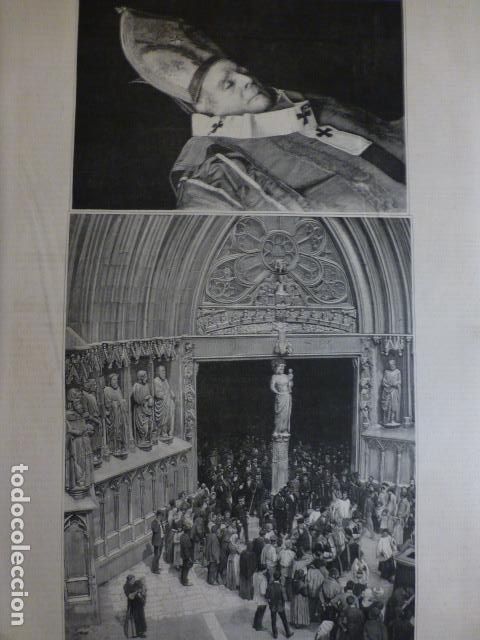 Arte: TARRAGONA FUNERALES DEL ARZOBISPO ANTIGUA XILOGRAFIA 1888