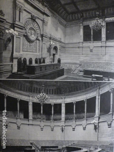 Arte: BARCELONA EXPOSICION UNIVERSAL ESTRADO PRESIDENCIAL Y HEMICICLO CONGRESOS ANTIGUA XILOGRAFIA 1888