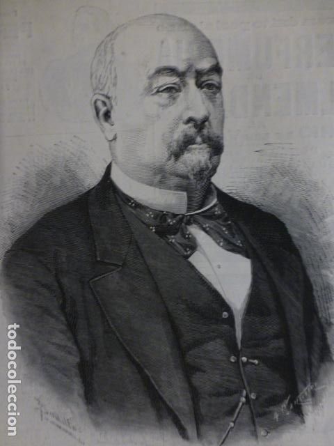 Arte: MARISCAL BAZAINE ANTIGUA XILOGRAFIA 1888