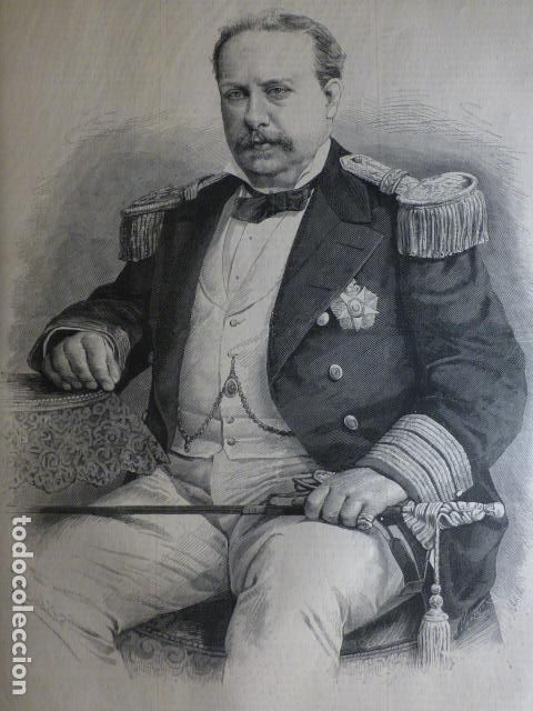 Arte: LUIS I DE BRAGANZA REY DE PORTUGAL ANTIGUA XILOGRAFIA 1888