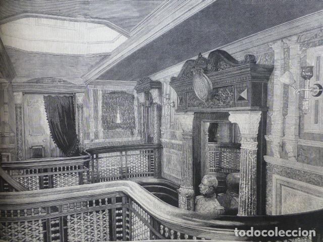 Arte: VAPOR ALFONSO XII MARINA MERCANTE ESPA&Ntilde;OLA VESTIBULO ANTIGUA XILOGRAFIA 1888