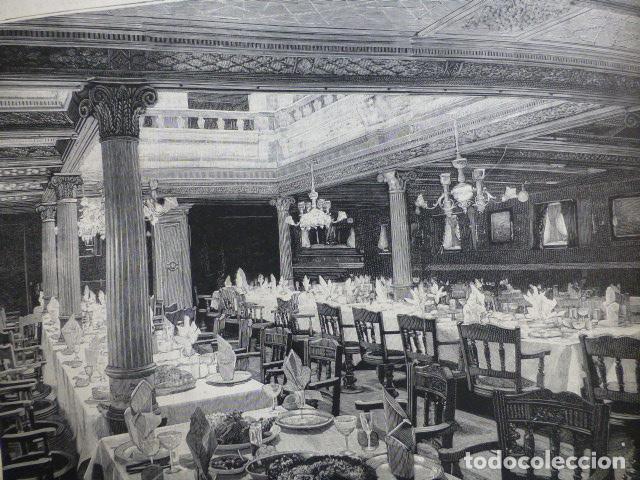 Arte: VAPOR ALFONSO XII MARINA MERCANTE ESPA&Ntilde;OLA INTERIOR ANTIGUA XILOGRAFIA 1888