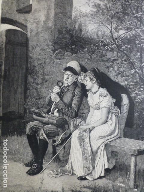 Arte: LECCION DE BOTANICA CUADRO DE J. KLEINMICHEL ANTIGUA XILOGRAFIA 1888