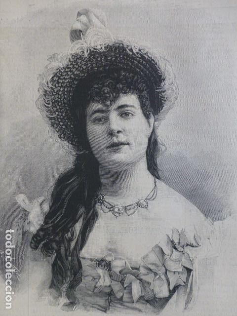 Arte: MARTA SOUCARET PRIMER PREMIO BELLEZA EN SPA BELGICA ANTIGUA XILOGRAFIA 1888