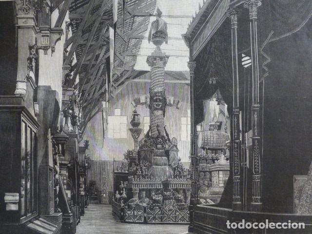 Arte: BARCELONA EXPOSICION UNIVERSAL NAVE 9&ordf; DEL PALACIO DE INDUSTRIA ANTIGUA XILOGRAFIA 1888