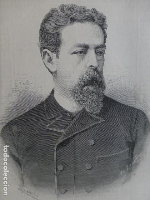 Arte: MAXIMO PAZ GOBERNADOR DE BUENOS AIRES ARGENTINA ANTIGUA XILOGRAFIA 1888