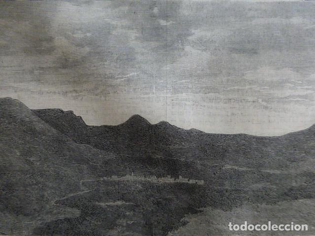 Arte: DURANGO VIZCAYA SILUETA DE UNA MONTA&Ntilde;A ANTIGUA XILOGRAFIA 1888