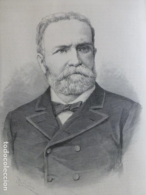 Arte: VENANCIO GONZALEZ MINISTRO DE HACIENDA ANTIGUA XILOGRAFIA 1888