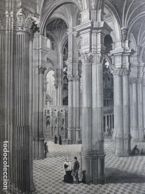 Arte: GRANADA INTERIOR DE LA CATEDRAL ANTIGUA XILOGRAFIA 1888