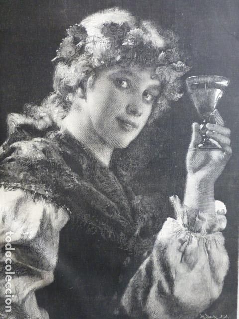 Arte: POR EL A&Ntilde;O NUEVO CUADRO DE JOSE LIECK ANTIGUA XILOGRAFIA 1888