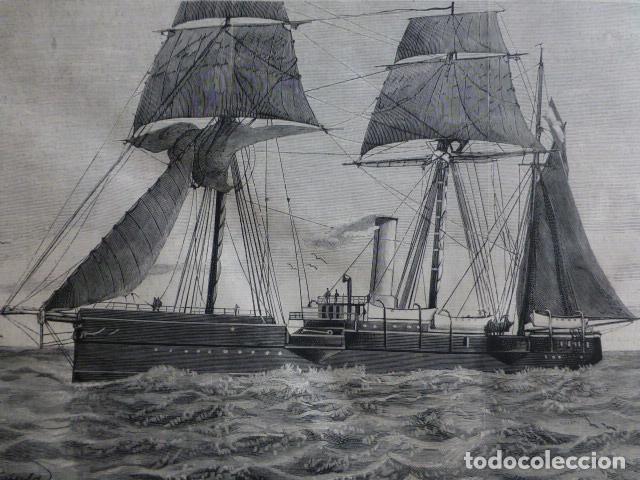 Arte: MARINA DE GUERRA ESPA&Ntilde;OLA CRUCERO DON JUAN DE AUSTRIA ANTIGUA XILOGRAFIA 1888