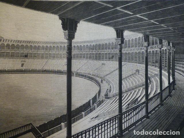 Arte: MADRID NUEVA PLAZA DE TOROS GRABADO XILOGRAFICO XILOGRAFIA 1874