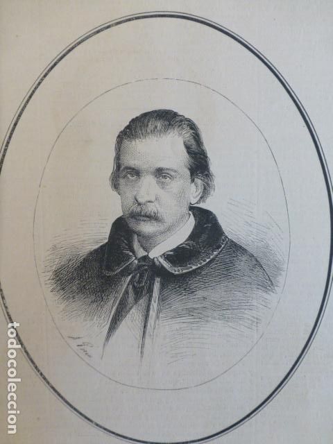 Arte: LUIS DE EGUILAR AUTOR DRAMARTICO GRABADO XILOGRAFICO XILOGRAFIA 1874