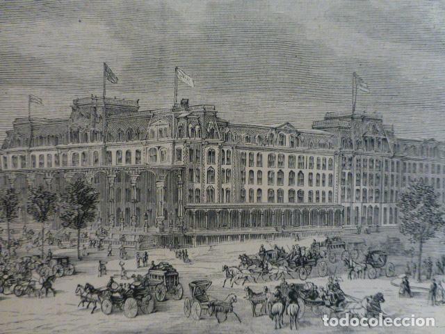 Arte: SARATOGA EE.UU. NUEVO HOTEL GRABADO XILOGRAFICO XILOGRAFIA 1874