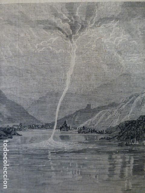 Arte: ALEMANIA TROMBA DE AGUA EN EL RIN CERCA DE K&Ouml;LN GRABADO XILOGRAFICO XILOGRAFIA 1874