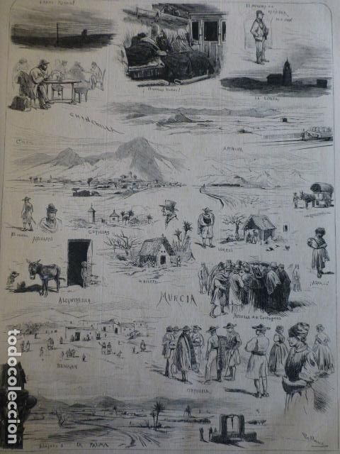 Arte: DE MADRID A CARTAGENA MURCIA APUNTES DE VIAJE GRABADO XILOGRAFICO XILOGRAFIA 1874