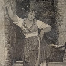 Arte: LA LAVANDERA - CUADRO DE EUGENIE BLAAS - GRABADO XILOGRÁFICO XILOGRAFÍA 1890. Lote 376725329