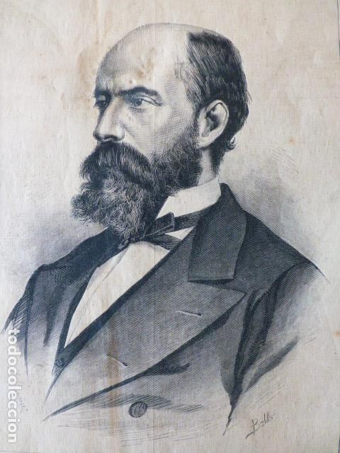 Kunst: EDUARDO SAAVEDRA DE LA REAL ACADEMIA ANTIGUO GRABADO XILOGRAFICO XILOGRAFIA 1879