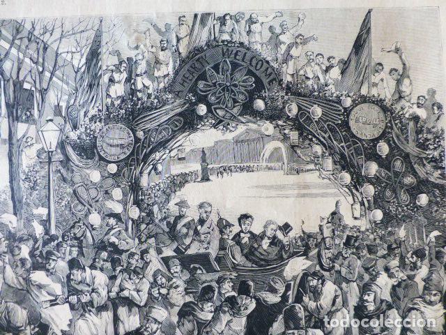 Kunst: MONTREAL CANADA RECIBIMIENTO AL MARQUES DE LORNE ANTIGUO GRABADO XILOGRAFICO XILOGRAFIA 1879