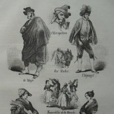 Arte: TUNA TUNOS SOPISTA TIPOS MANCHEGOS VALENCIANOS GRABADO XILOGRAFICO XILOGRAFIA 1846