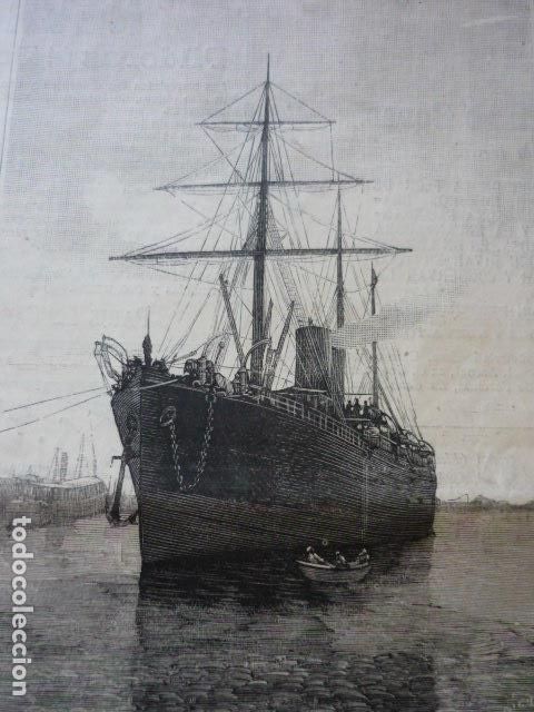 Arte: VAPOR NORD AMERICA COMPA&Ntilde;IA VELOCE ANTIGUO GRABADO XILOGRAFICO XILOGRAFIA 1886