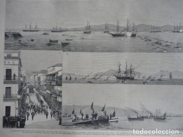 Arte: VIGO TRASLADO DE LOS RESTOS DE MENDEZ NU&Ntilde;EZ ANTIGUA XILOGRAFIA 1883