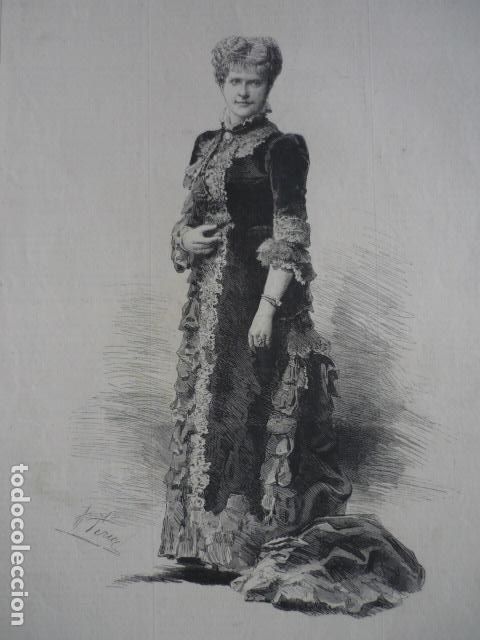 Arte: MARIA PIA DE SABOYA REINA DE PORTUGAL ANTIGUA XILOGRAFIA 1883