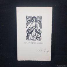 Arte: ANTIGUA XILOGRAFIA ORIGINAL - JAUME PLA - (1906-1980) - RECORDATORIO DE ENLACE / 341
