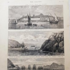 Arte: XILOGRAFÍA: GENERAL VIEW OF CARTHAGENA FROM THE SEA, ENTRANCE TO CARTHAGENA. INTRANSIGENTES. 1873.