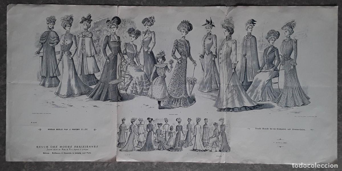Arte: Xilograf&iacute;a: la moda en 1901 41 x 85 cm (!) - Foto 1