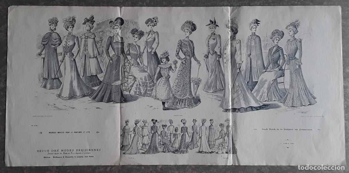 Arte: Xilograf&iacute;a: la moda en 1901 41 x 85 cm (!) - Foto 4