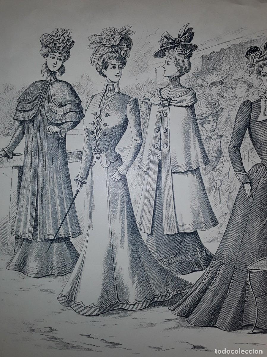 Arte: Xilograf&iacute;a: la moda en 1901 41 x 85 cm (!) - Foto 5