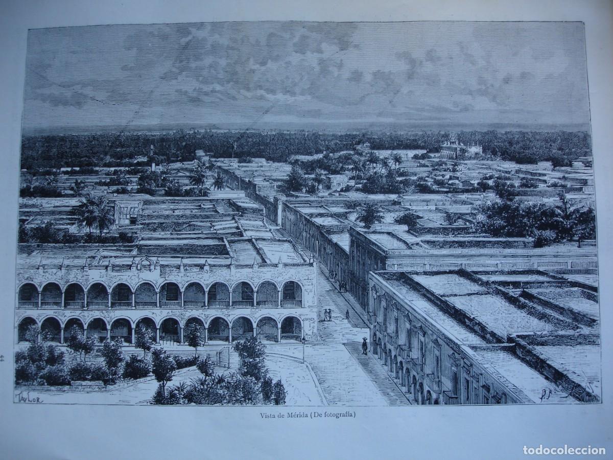 Arte: VISTA DE MERIDA MEXICO .A&Ntilde;O 1884 - Foto 1