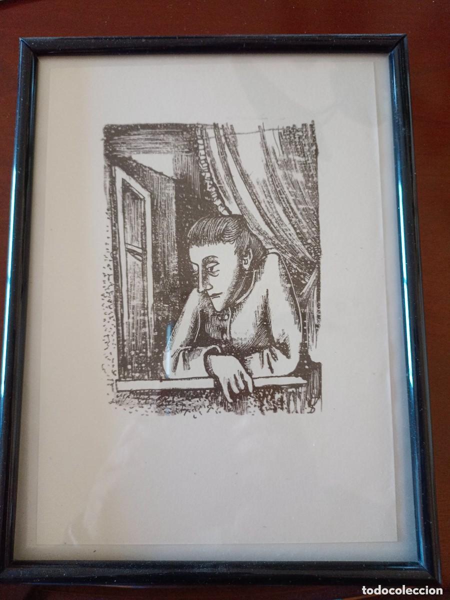 Arte: Mujer en la ventana. Xilografia - Foto 1