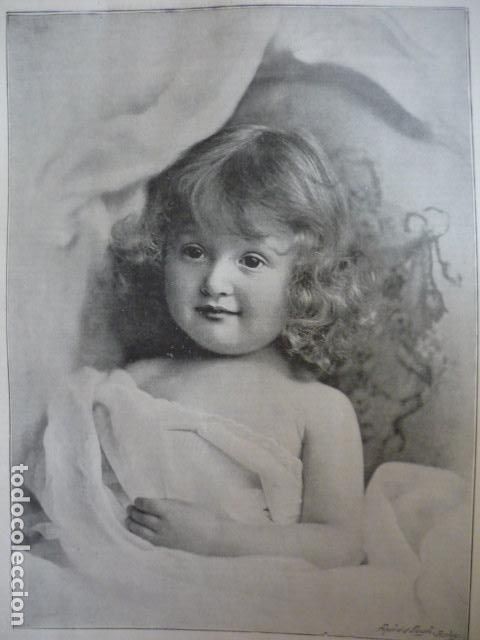 Arte: FELIZ A&Ntilde;O RETRATO DE NI&Ntilde;A GRABADO XILOGRAFICO XILOGRAFIA 1895