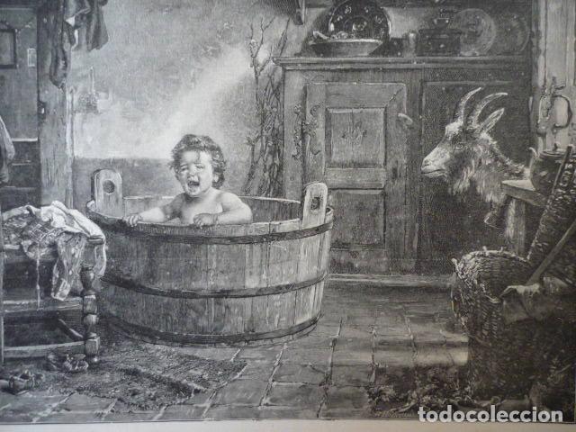 Kunst: BA&Ntilde;O DE PLACER CUADRO DE VAUTIER GRABADO XILOGRAFICO XILOGRAFIA 1895