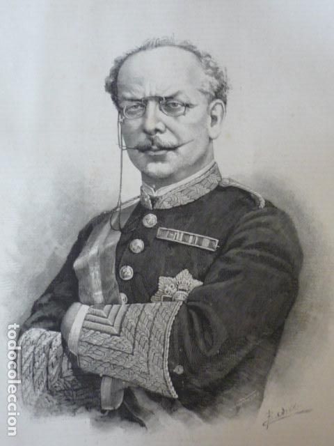 Art: MANUEL DE PAVIA RODRIGUEZ CAPITAN GENERAL DEL EJERCITO GRABADO XILOGRAFICO XILOGRAFIA 1895