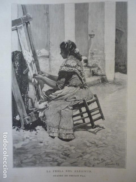 Arte: LA PERLA DEL ALBAICIN GRANADA GRABADO XILOGRAFICO XILOGRAFIA 1895
