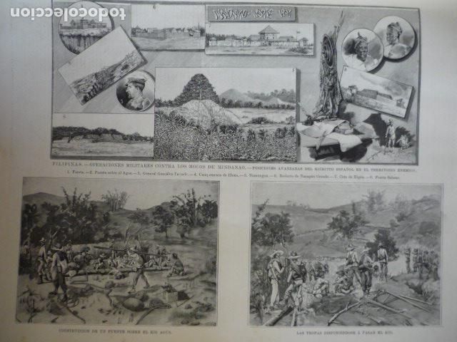 Kunst: FILIPINAS OPERACIONES MILITARES CONTRA LOS MOEOS DE MINDANAO GRABADO XILOGRAFICO XILOGRAFIA 1895