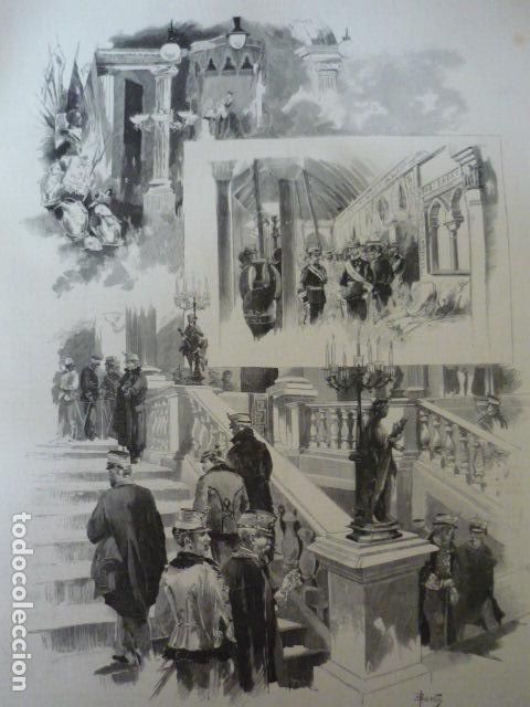 Kunst: MADRID CASINO MILITAR INTERIORES GRABADO XILOGRAFICO XILOGRAFIA 1895