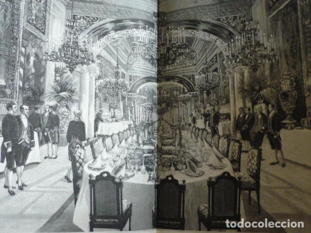 Arte: MADRID COMEDOR GALA PALACIO REAL GRABADO XILOGRAFICO XILOGRAFIA 1895