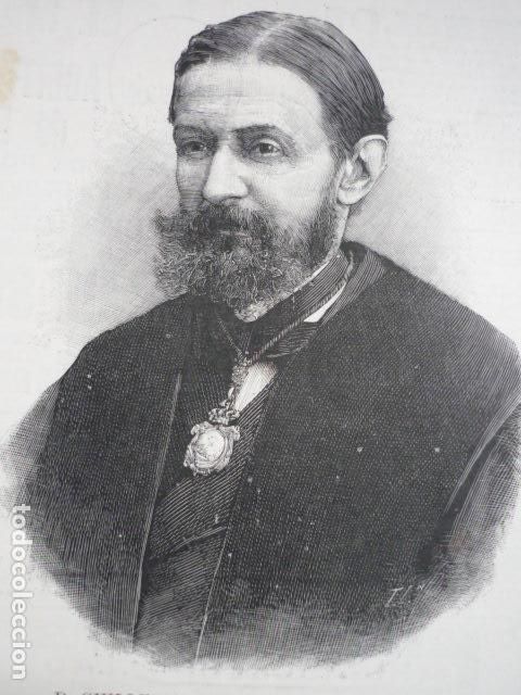 Kunst: GUILLERMO ESTRADA Y VILLAVERDE CATEDRATICO Y DIPUTADO ASTURIANO GRABADO XILOGRAFICO XILOGRAFIA 1895
