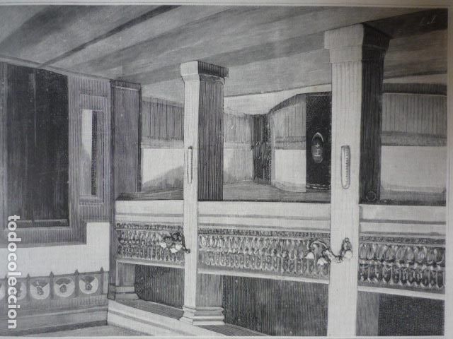 Art: MADRID TEATRO ESPA&Ntilde;OL VESTIBULO GRABADO XILOGRAFICO XILOGRAFIA 1895