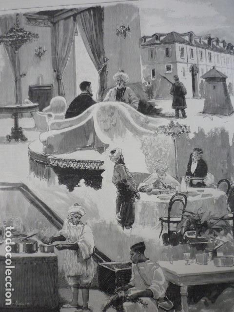 Art: MADRID EMBAJADA MARROQUI VARIOS ASPECTOS GRABADO XILOGRAFICO XILOGRAFIA 1895