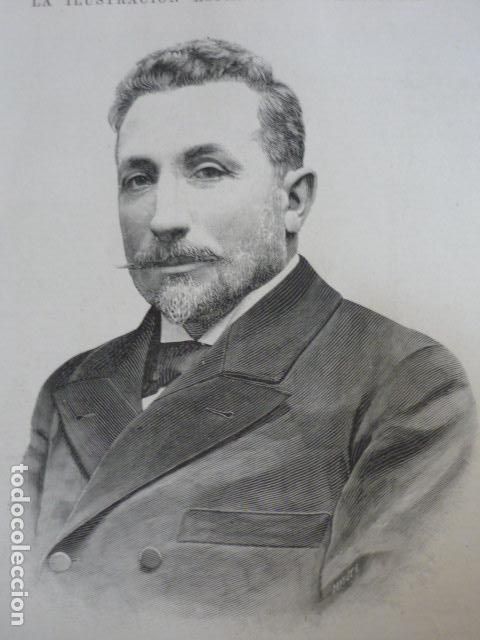 Arte: SANTIAGO RODRIGUEZ LAGUNILLA DIPUTADO POR PALENCIA GRABADO XILOGRAFICO XILOGRAFIA 1895