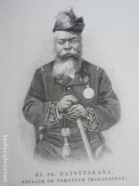Art: MADAGASCAR RATSYTOKANA ALCALDE DE TAMATAVE GRABADO XILOGRAFICO XILOGRAFIA 1895