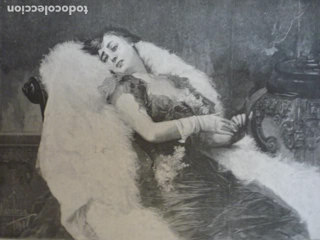 Arte: FATIGADA DAMA ELEGANTE GRABADO XILOGRAFICO XILOGRAFIA 1895