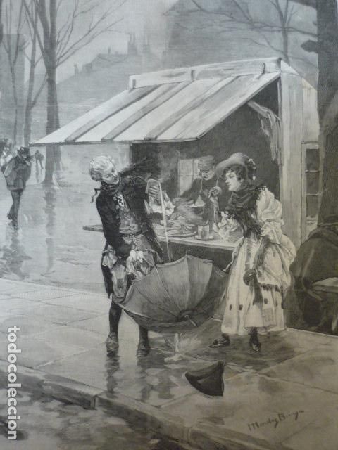 Art: EN EL CAFE ECONOMICO GRABADO XILOGRAFICO XILOGRAFIA 1895